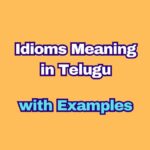 Idioms Meaning in Telugu- ఇడియమ్స్ అంటే తెలుగులో