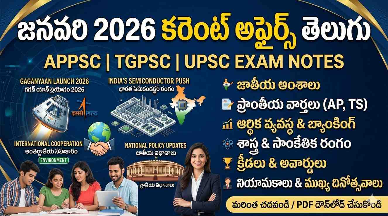 జనవరి 2026 కరెంట్ అఫైర్స్ తెలుగు PDF డౌన్‌లోడ్