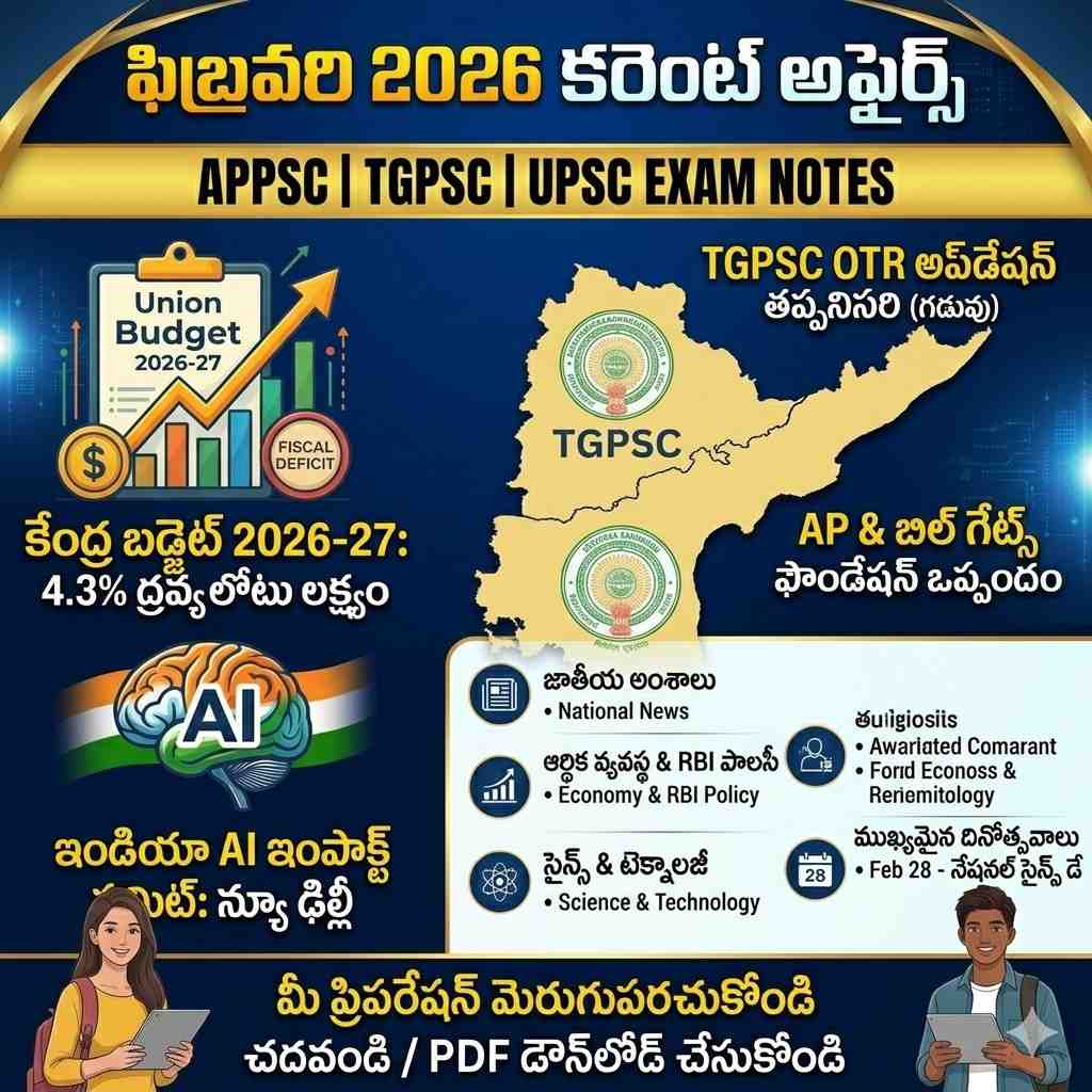 ఫిబ్రవరి 2026 కరెంట్ అఫైర్స్ తెలుగు PDF డౌన్లోడ్