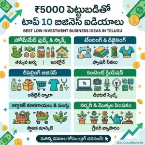 ₹5000 పెట్టుబడితో ప్రతి రోజూ లాభాలు వచ్చే టాప్ 10 బిజినెస్ ఐడియాలు | Best Low Investment Business Ideas in Telugu
