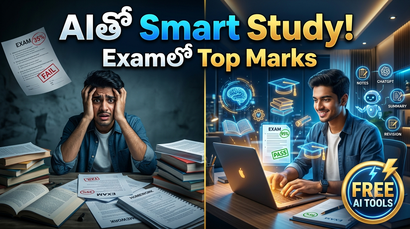 AI Study Hacks in Telugu using free AI tools for students exam preparation